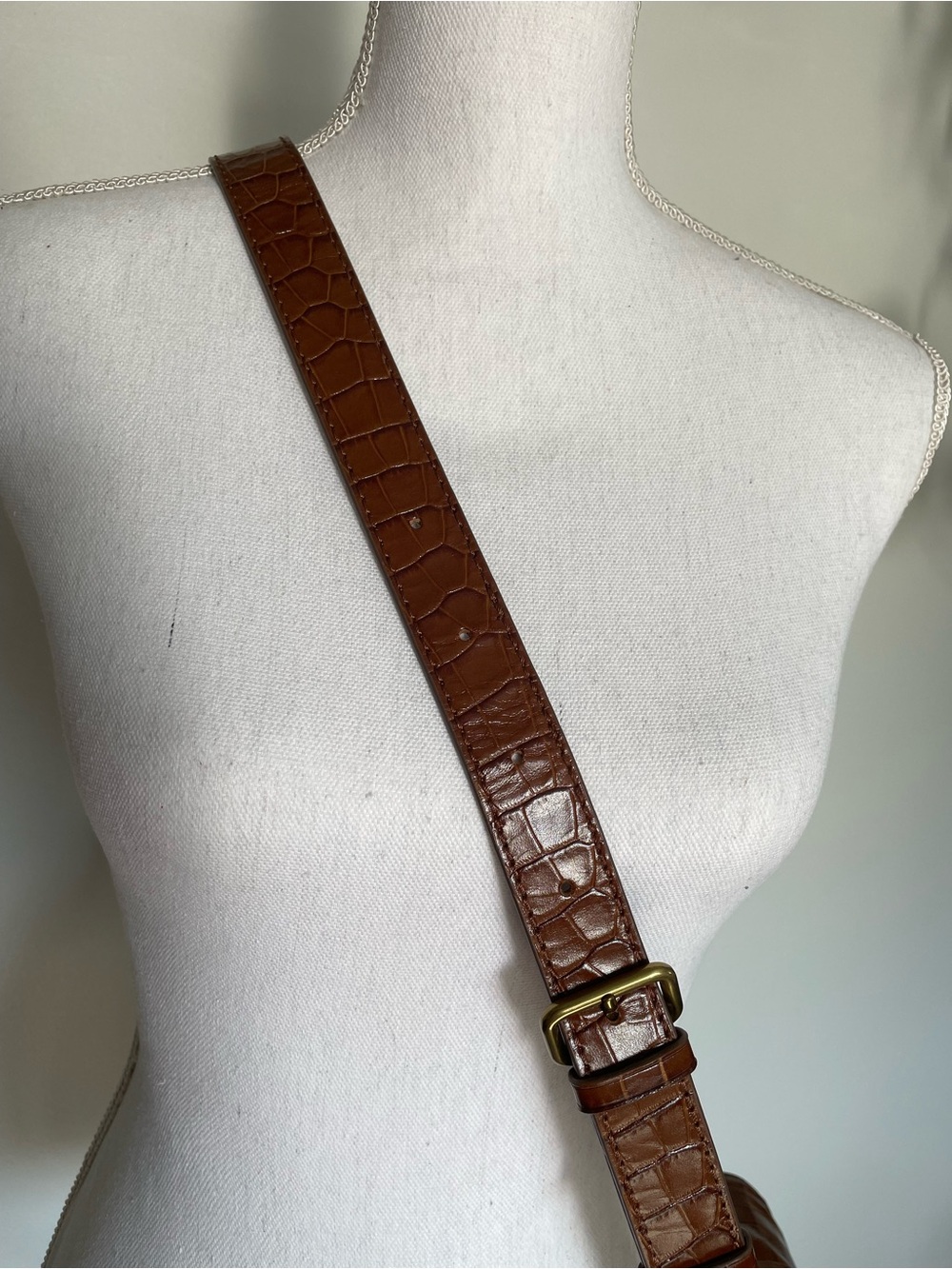 J.Crew Classic Large Saddle Bag in Croc-Embossed Leather – Brown / Hazelnut - Picture 4 of 15